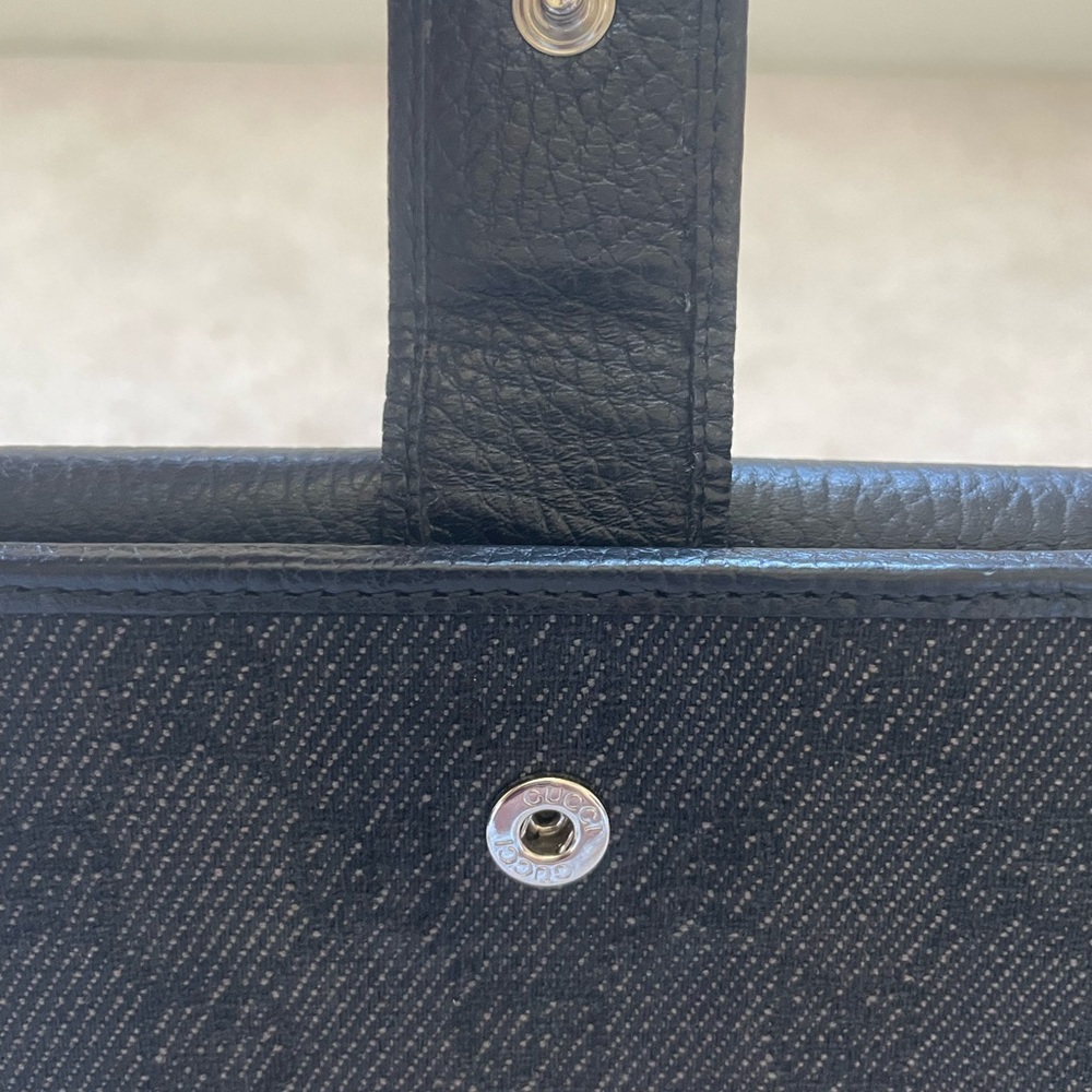 GUCCI Wallet Interlocking G Studs Long GG Canvas & Leather Black Bifold - Picture 7 of 17